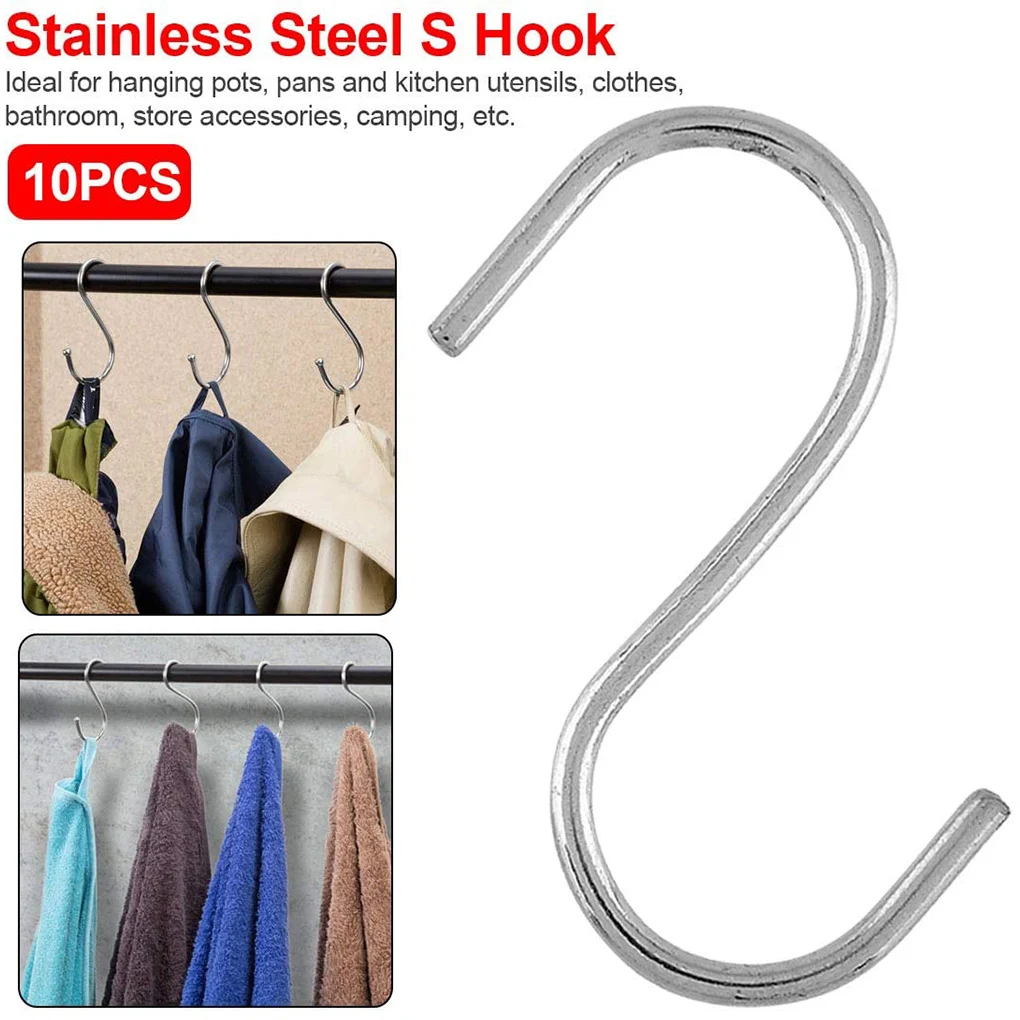 

10 шт., S-образные крючки из нержавеющей стали