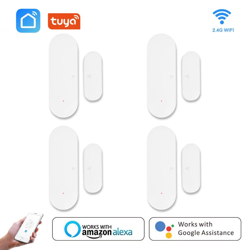

Tuya Smart WiFi Door Sensor Door Open / Closed Detectors Compatible With Alexa Google Home Smart Life APP Home Security Alert