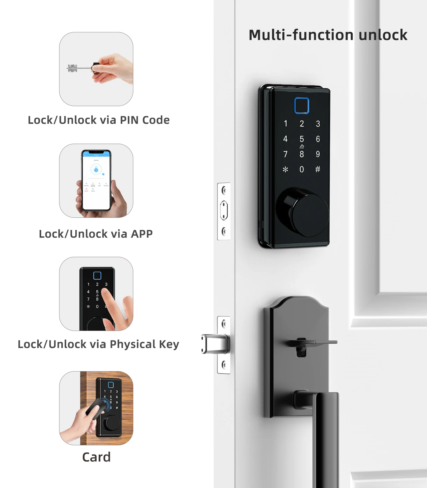 jcbl350b smart phone ttlock app control wireless bluetooth fingerprint password door lock for home airbnb office school hotel free global shipping