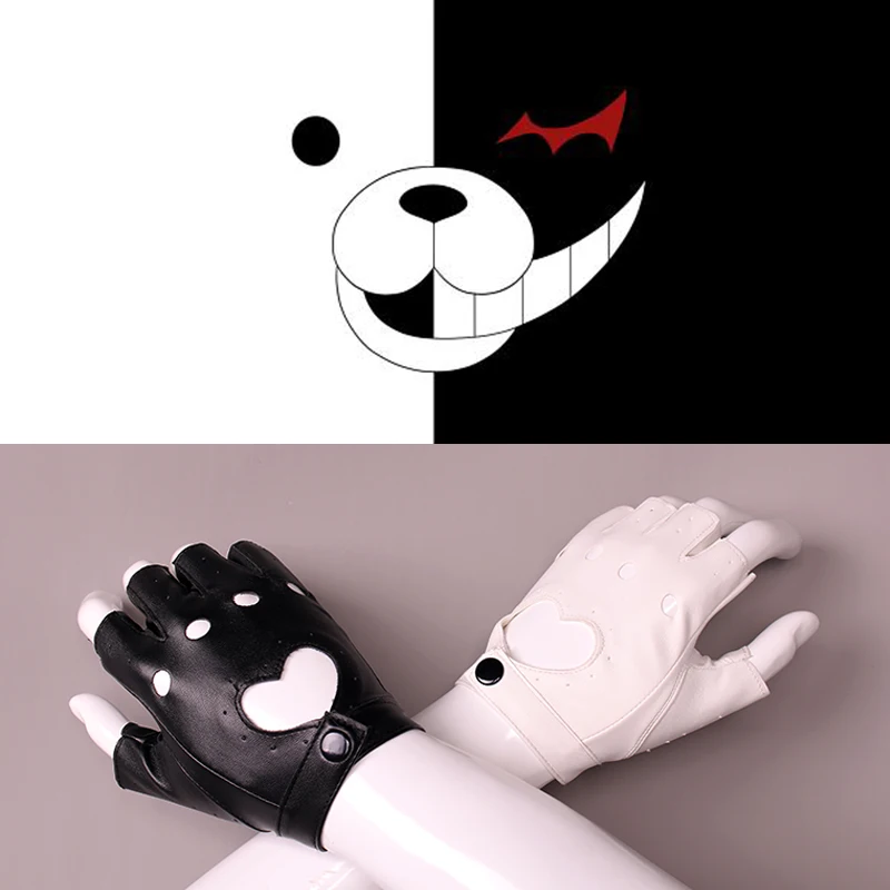 

Перчатки без пальцев из аниме «данганронпа», косплей перчатки черного и белого цвета