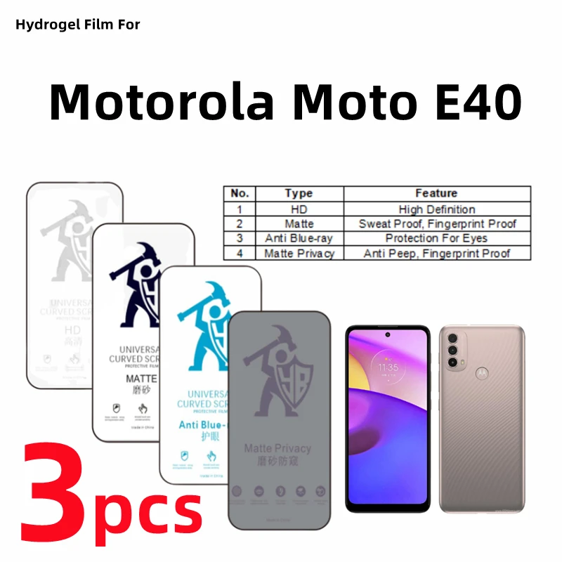 

3 шт., Гидрогелевая Защитная пленка для Motorola Moto E40