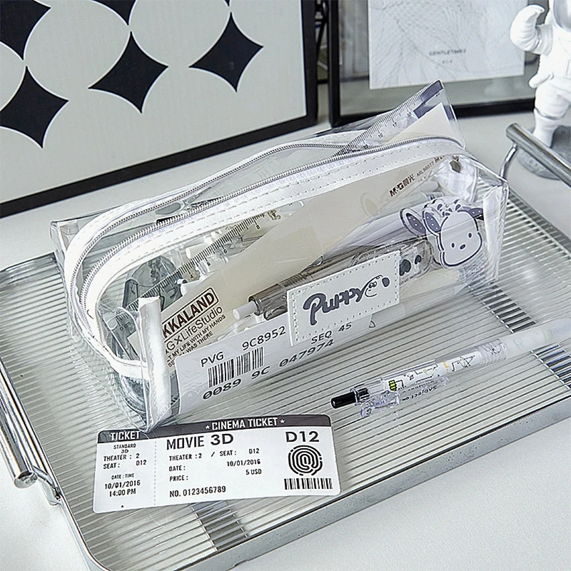 

Transparent Pencil Case Cosmetic Bag Student Pens Case Stationery Storage Bag Large Capacity Pen Case Office School Supplies