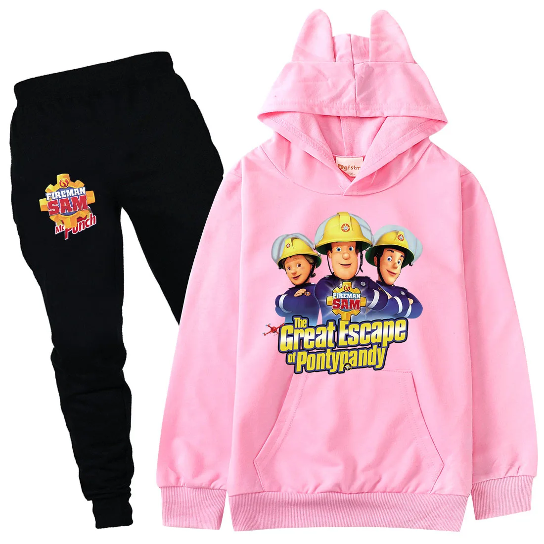 

Fireman одежда Сэм детские толстовки с капюшоном и штаны для бега 2 шт. комплекты для маленьких девочек эксклюзивные наряды для маленьких мальч...