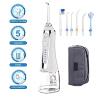 5 modes oral irrigator 300ml portable water dental flosser dental teeth cleaner usb rechargeable irrigator with travel bag