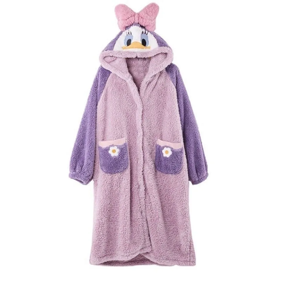 Disney Donald Duck Daisy Duck Pajamas Winter Flannel Lovers Kigurumi Adult Men Women Cartoon Cosplay Costume