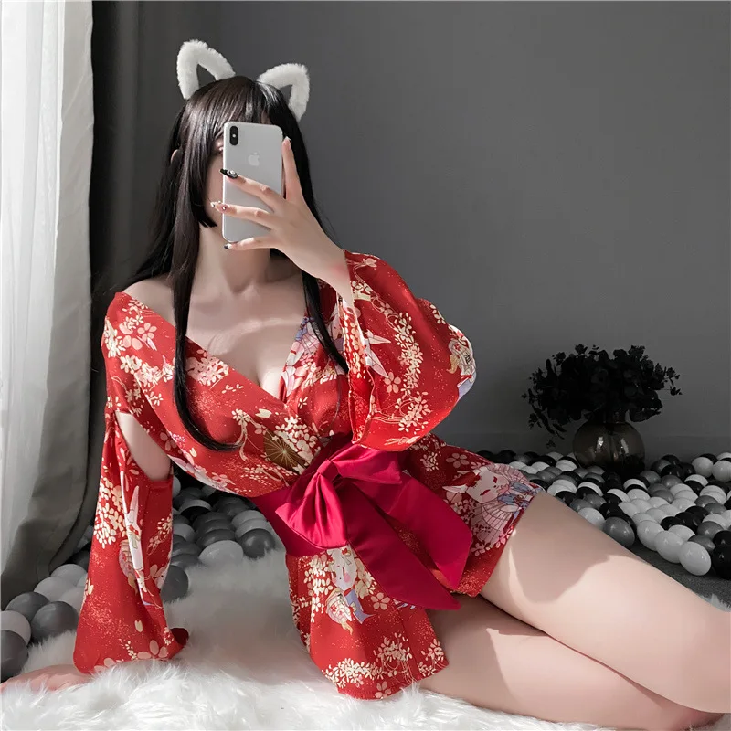 

Сексуальное нижнее белье, ночная рубашка для женщин, Традиционная японская модель, женский милый розовый костюм