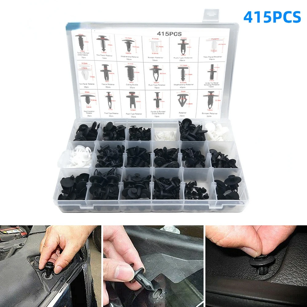

Car Fastener Clip Mixed Kit Plastic Push Fixed Pin Threaded Rivet Clips for Car Door Trim Body Bumper Panel Auto Repair Parts