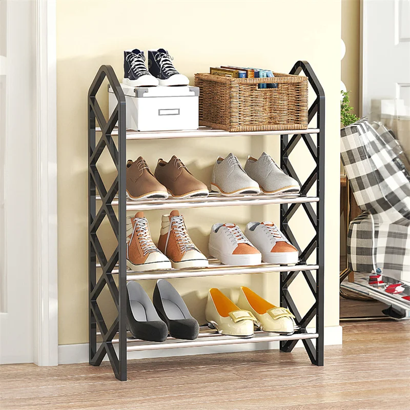 

4 Tiers Shoe Rack Practical Multifunctional Assembly Shoecase Storage Shelf Simple Fashion Shoe Cabinet For Home Dorm Room