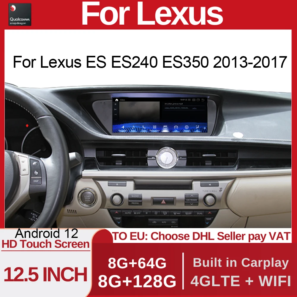 

Android 12 Qualcomm GPS Мультимедиа для Lexus ES ES200 ES250 ES350 ES300H 2013-2017 видеоплеер CarPlay Android Auto Радио стерео