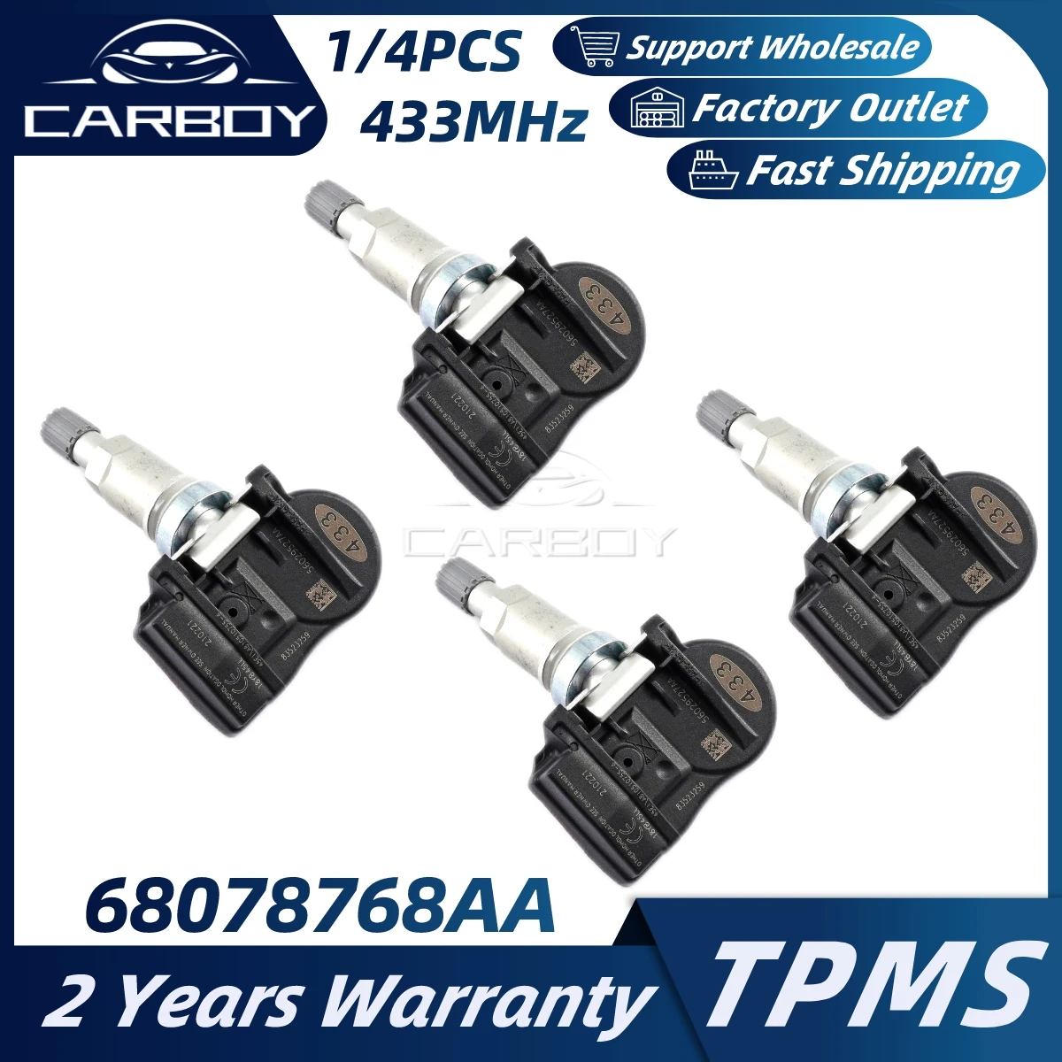 Датчик TPMS 68078768AA 68078768AB 68078768AC 433 МГц для Chrysler Town & Country Dodge Caliber зарядное устройство Avenger Magnum