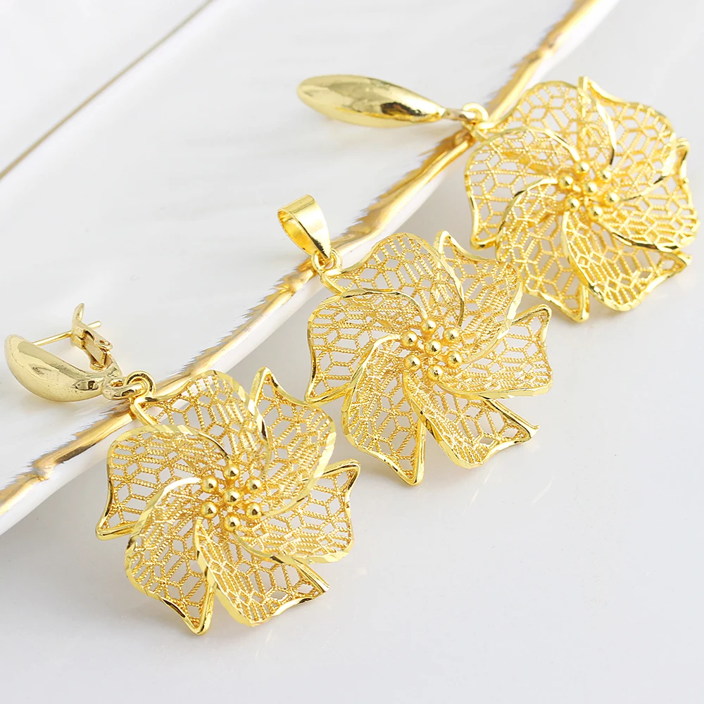 

Модные ювелирные изделия в богемном стиле, комплекты украшений для женщин, серьги, ожерелье, кулон, цветок, ювелирные изделия для помолвки, к...