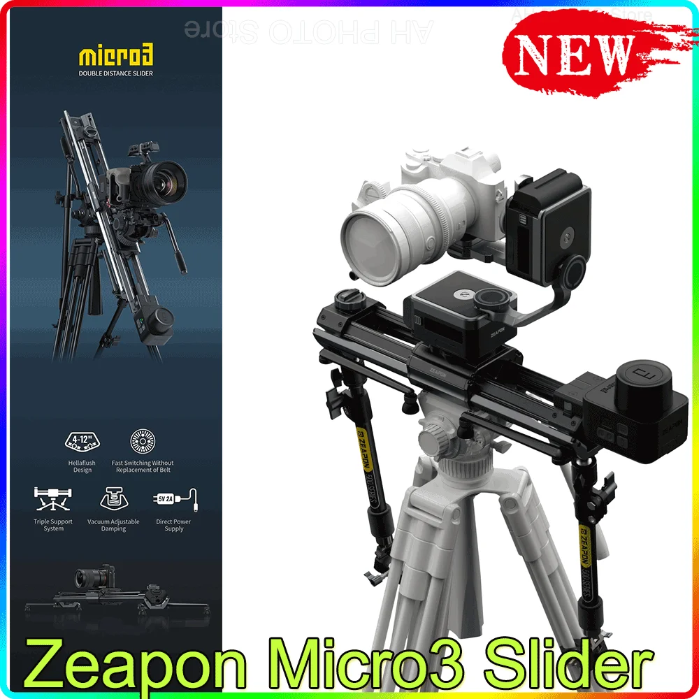 

ZEAPON Micro 3 E500 E700 E1000 M500 M700 M1000 Motorized Slider DSLR Camera Video Double Distance Portable Slider PS-E1 PD-E1