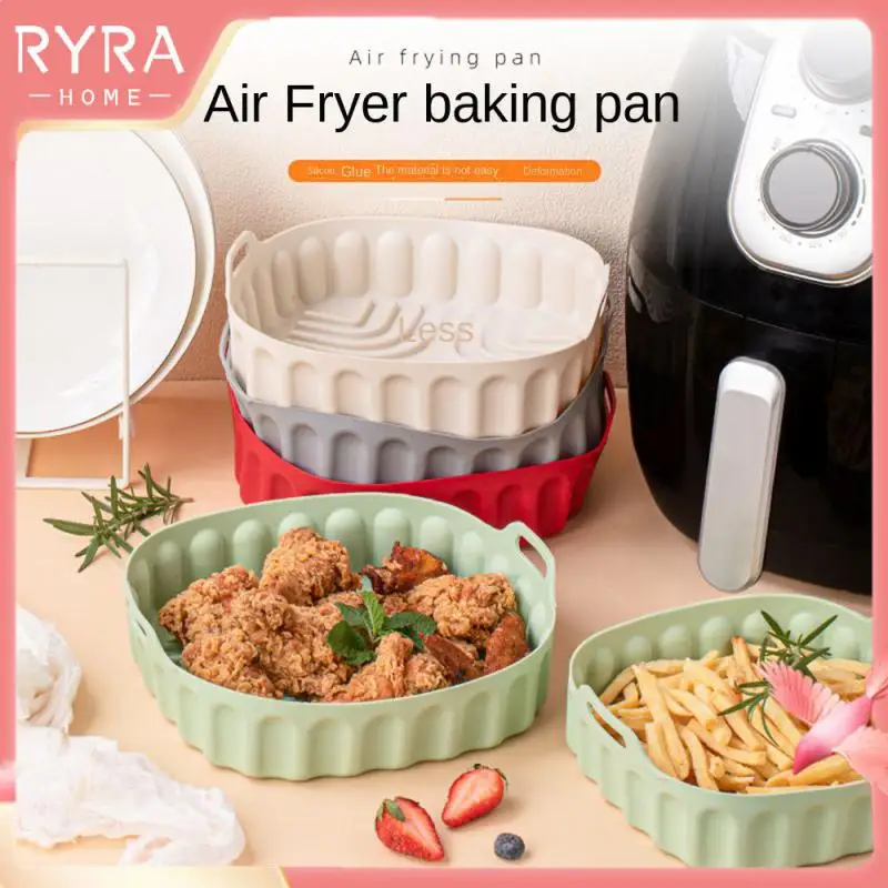 

Pizza Barbecue Cake Baking Tool Binaural All-in-one Silicone Basket Square High-temperature Resistant Air Fryer Accessories