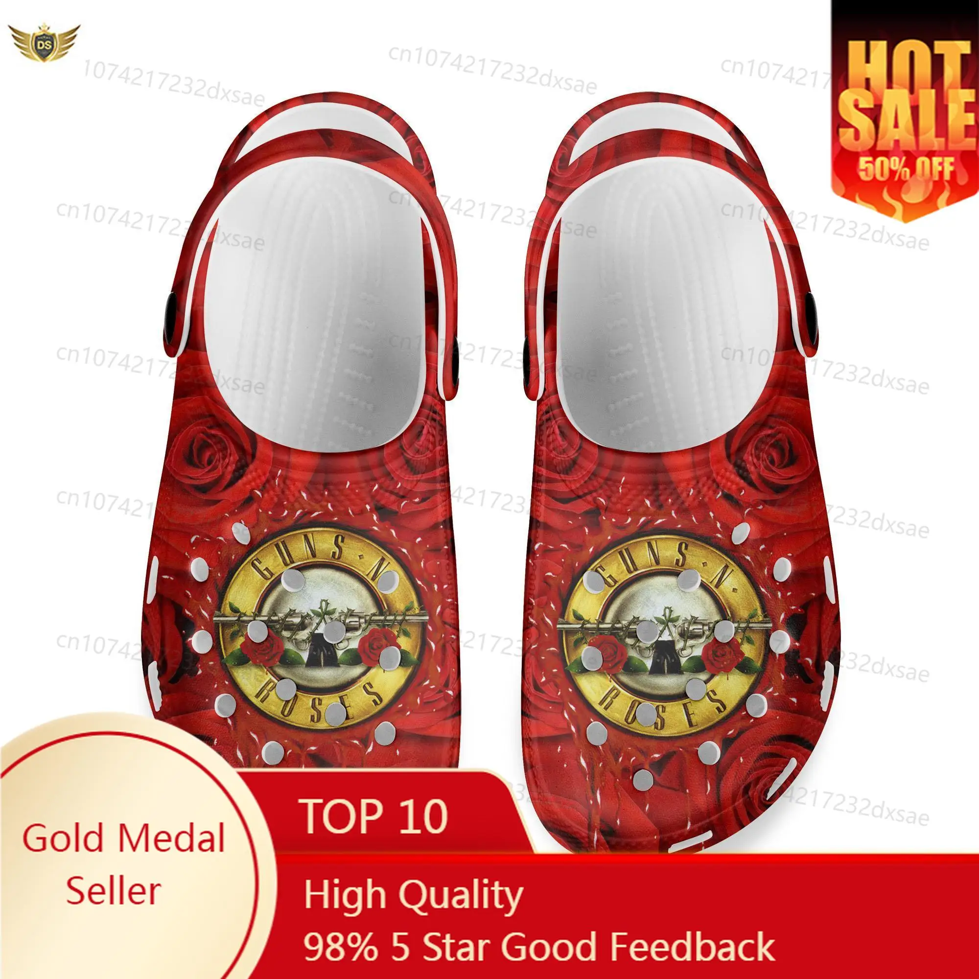 

Guns N Roses Metal Rock Band Home Clogs Custom Water Shoes Men Womens Teenager Shoe Garden Clog Breathable Beach Hole Slippers