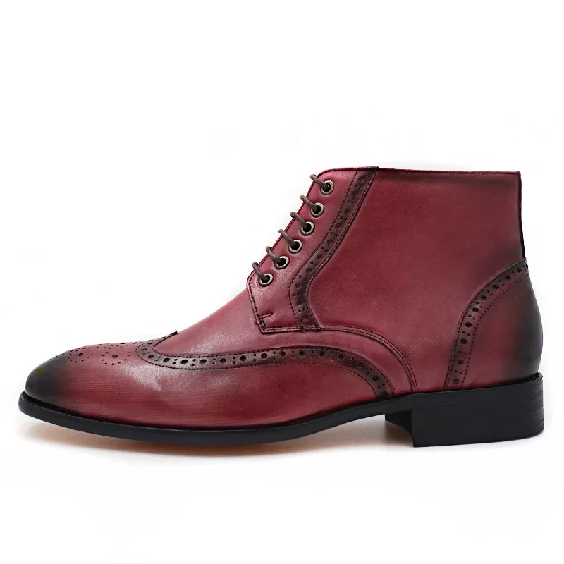 Ботильоны мужские из натуральной кожи роскошные полусапожки броги на шнуровке