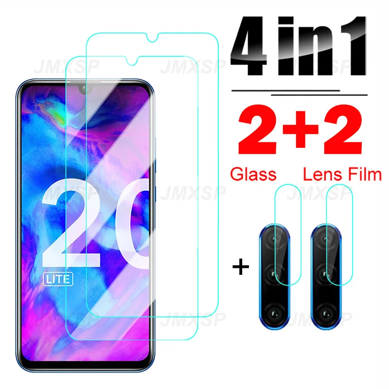 4 в 1 закаленное стекло для Honor 30 20 10 Lite 10i 20i 30i Защитное стекло для Honor X10 20 V30 Pro 20E 20S 30S V10 V20 пленка для объектива