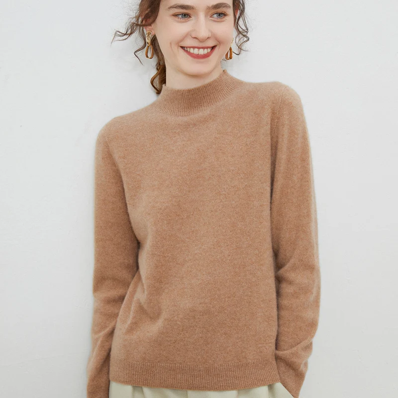 

Autumn Winter Women Sweaters Small Turtleneck Long Sleeve Basic Style Coats Female Pullover Blouse 100% Wool Knitted Tops Jumper