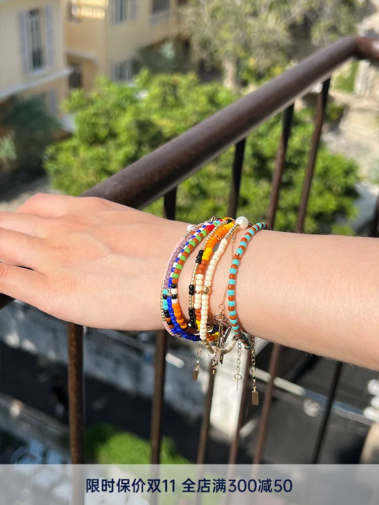 Pausa Ann Meiko Color Imported Rice Beads Handmade Beaded Design Bracelet 7 Models