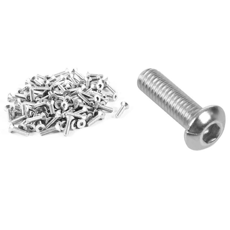 

100Pcs 304HC Hex Countersunk Flat Head Bolts Screws M3x12mm With 30Pcs Button Head Screw, Hex Socket Bolts