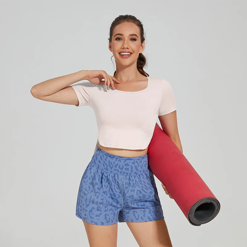 SEVENPALMS Women Yoga Top Seamless Sport T Shirts Fitness Clothes Short Sleeve Shirt Gym Quick Dry Clothing Running Active Wear