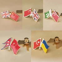 china and nepal ukraine united kingdom pakistan double crossed friendship flags lapel pins