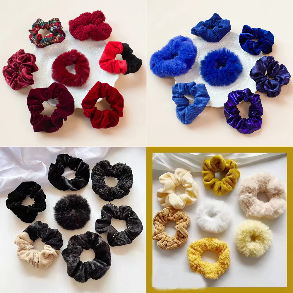 

1Set Women Hair Scrunchies Soft Velvet Solid Color Hair Band for Girls Ponytail Holder Rubber Bands Hair Ties Hair Accessories