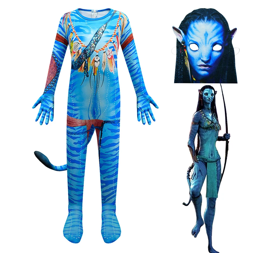 

Avatar 2 Neytiri Cosplay Anime Halloween Costumes for Kids Zentai Fantasia Jumpsuits Disguise Suits Masquerade Carnival Clothes