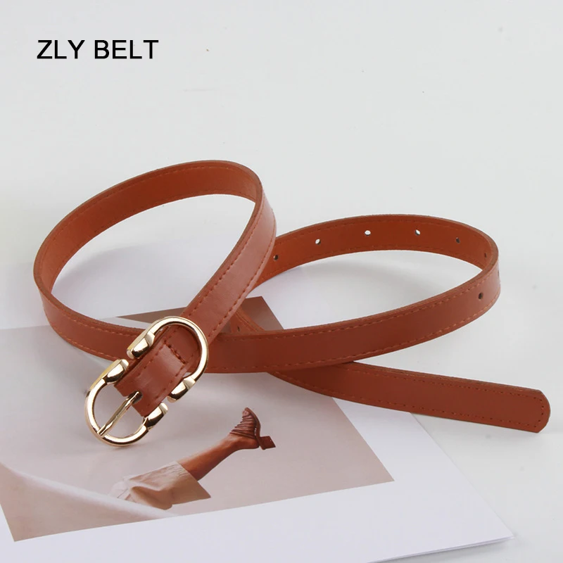 2023 New Fashion Belt Women PU leather Material Alloy Metal Golden Buckle Luxury Versatile Slender Type Jeans Style Casual Belt