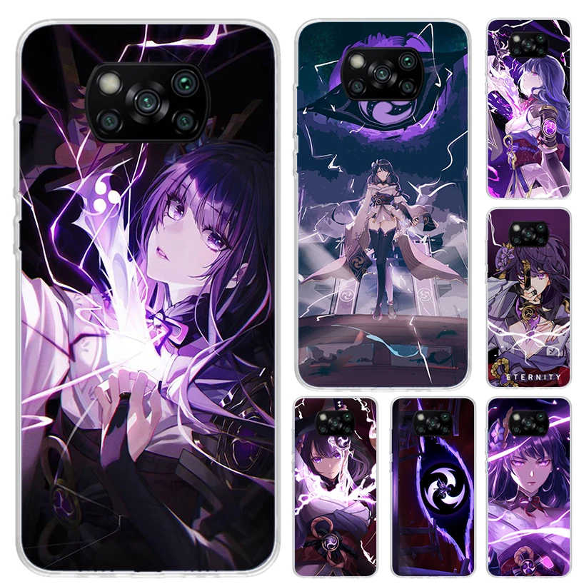 Чехол для телефона Raiden Shogun Genshin Impact Xiaomi Poco X6 X5 X4 X3 Nfc F6 F5 F4 GT F3 F2 Pro F1 M5S M4 M3