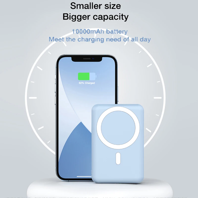 Портативное мини-зарядное устройство 10000 мАч магнитный ультратонкий