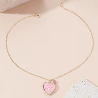 heart pendant necklace photo box sticker sequin heart necklace