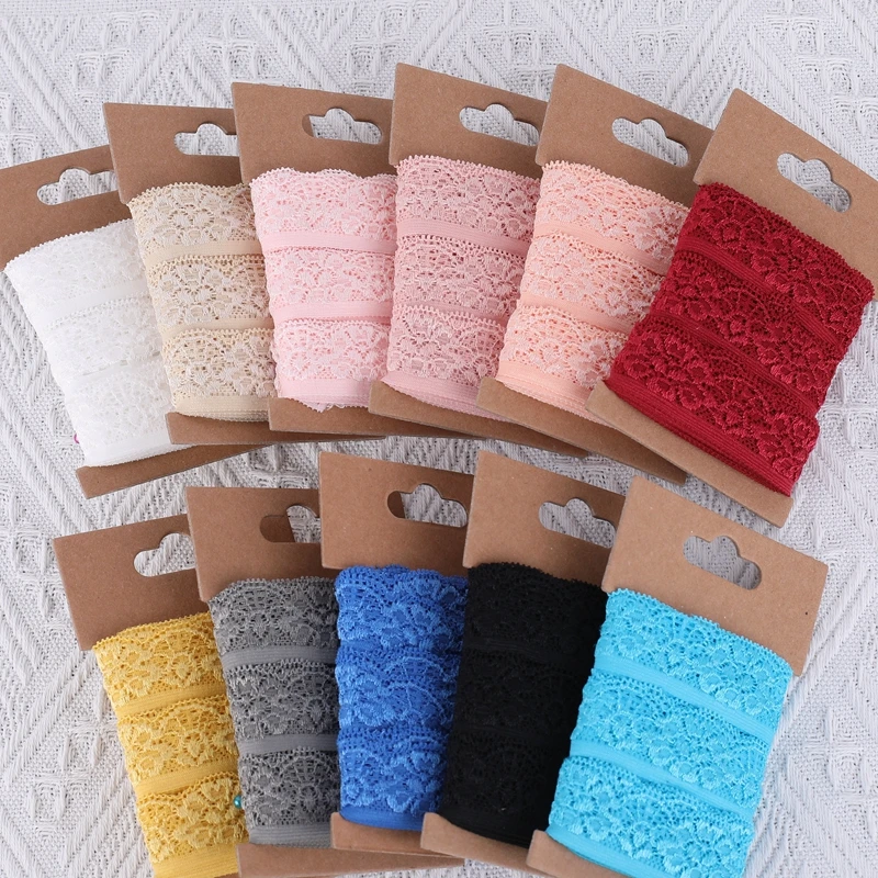 

3 x 2 Yards 25mm Cutout Stretch Band Gift Wrap Ribbon Headband DIY Card Bouquet Wedding Party Lingerie Sewing Garment Lace