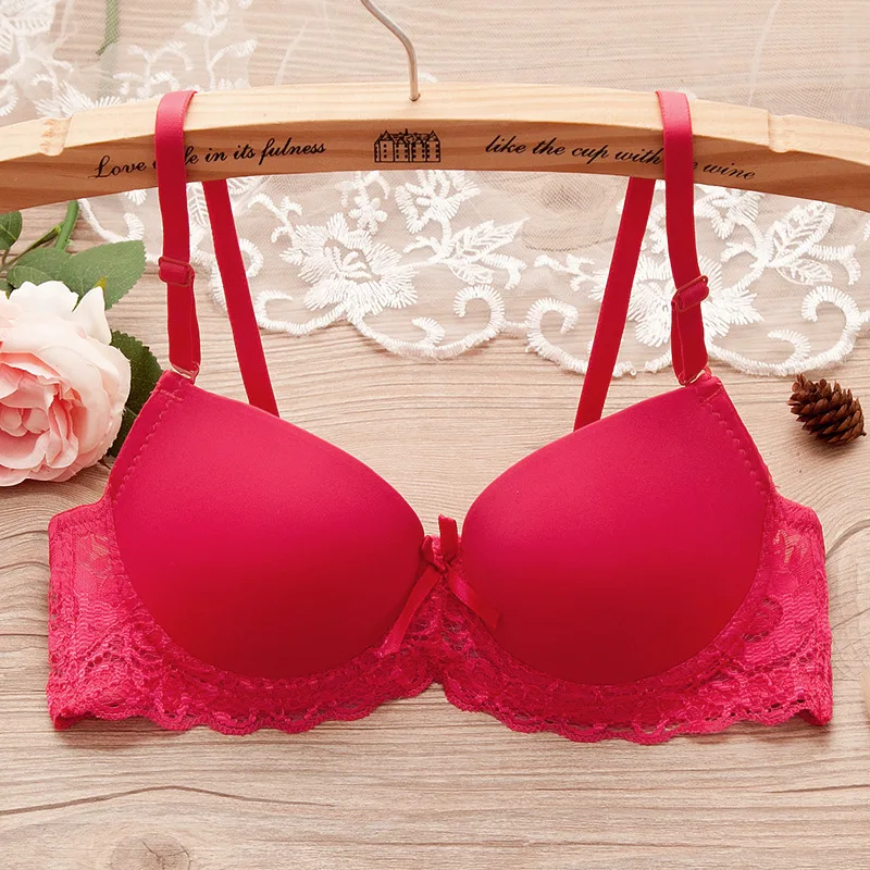 

Girl Push Up Bras Sexy Lace Bras No Wire Brassiere 3/4 Cup Underwear Sexy Bra Lingerie Small Breast Bras College Students