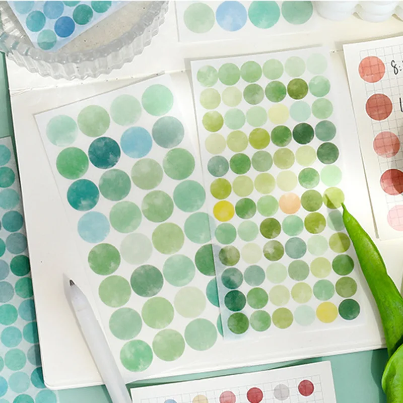 

6sheets Korea Cute Round Stickers Material Kawaii Stickers Art Supplies Sketchbook Stickers Aesthetic Stationery Supplies