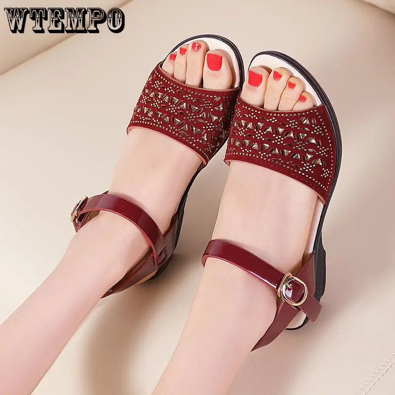 WTEMPO Summer Fashion Women's Sandals Wedge Heeled Sandals Platform Soft Comfortable Non Slip Outdoor Slides Sandals Wholesale