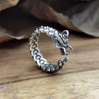 punk style texture dragon scale chinese dragon head shape ring trend fashion mens metal open rings gift jewelry dropshipping