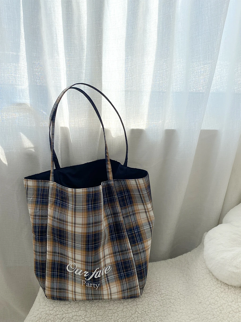 Холщовая сумка для студентов колледжа женская 2024 новая модная клетчатая на плечо