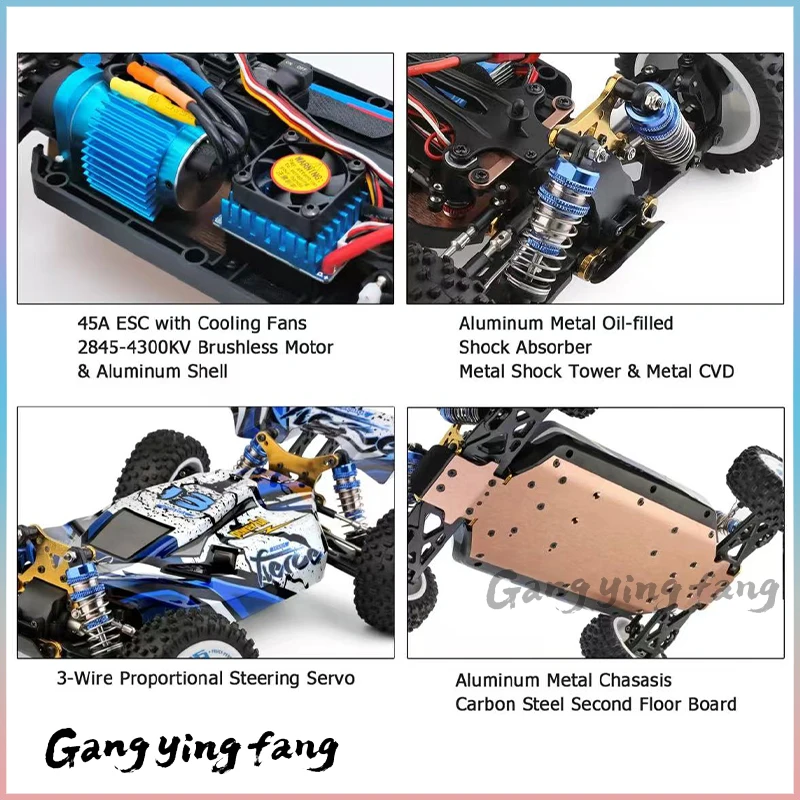 Фото WLtoys 124017 124007 Высокоскоростная радиоуправляемая машина 75 км/ч 2.4G RTR с бесщеточным двигателем, полноприводная, внедорожная, дрифт-модель, электрическая гоночная игрушка для детей и взрослых №5