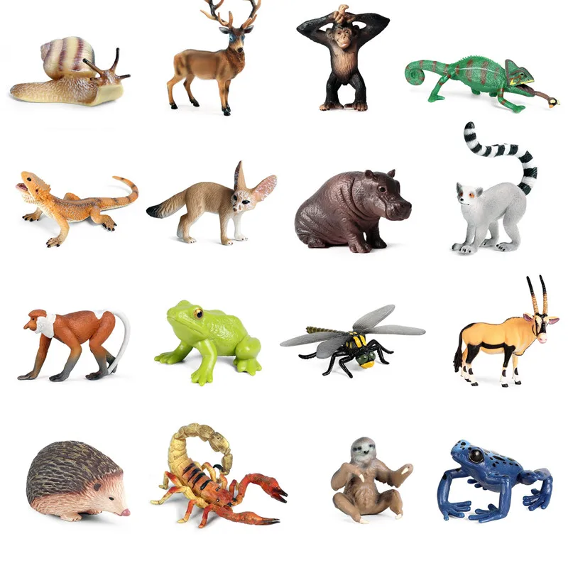 

Simulation Wild Animals Snail Spider Elk Frog Snake Model Action Figure Farm Cat Dog Figurines Miniature Collection Kid Toy Gift