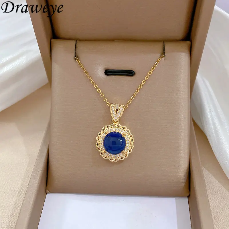 

Draweye Shiny Necklaces for Women Vintage Goemtric Simple Elegant Jewelry Korean Fashion Titanium Steel Wedding Party Chokers