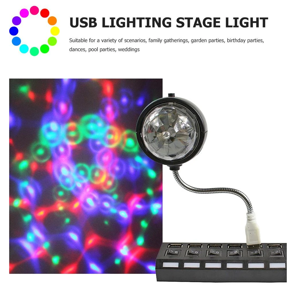 

Portable USB RGB Stage Lights Mini Projection Lamp Party DJ Disco Ball Light Indoor Lamps Club LED Ambient Effect Projector