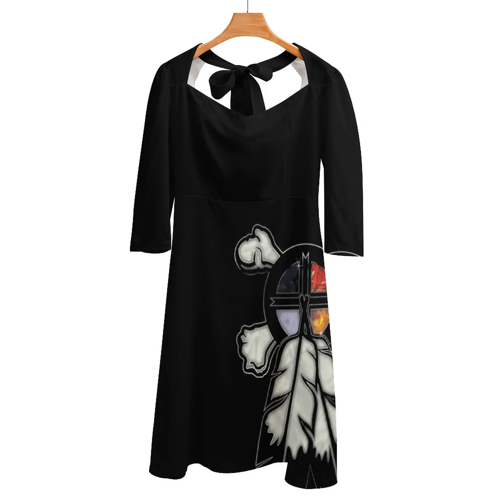 

Medicine Wheel Back Lacing Backless Dress Square Neck Dress Sweetheart Knot Flared Dress Medicine Wheel Dresses For Women Party