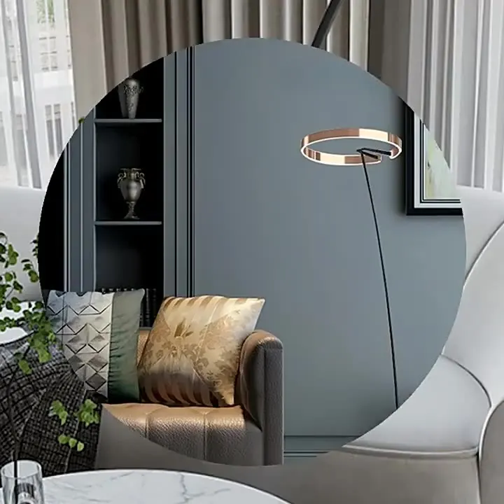

Post Modern Minimalist Adjustable Fishing Metal Sofa Corner Standing Luxury Ring Floor Lamp For Living Room Hotel Restaurant