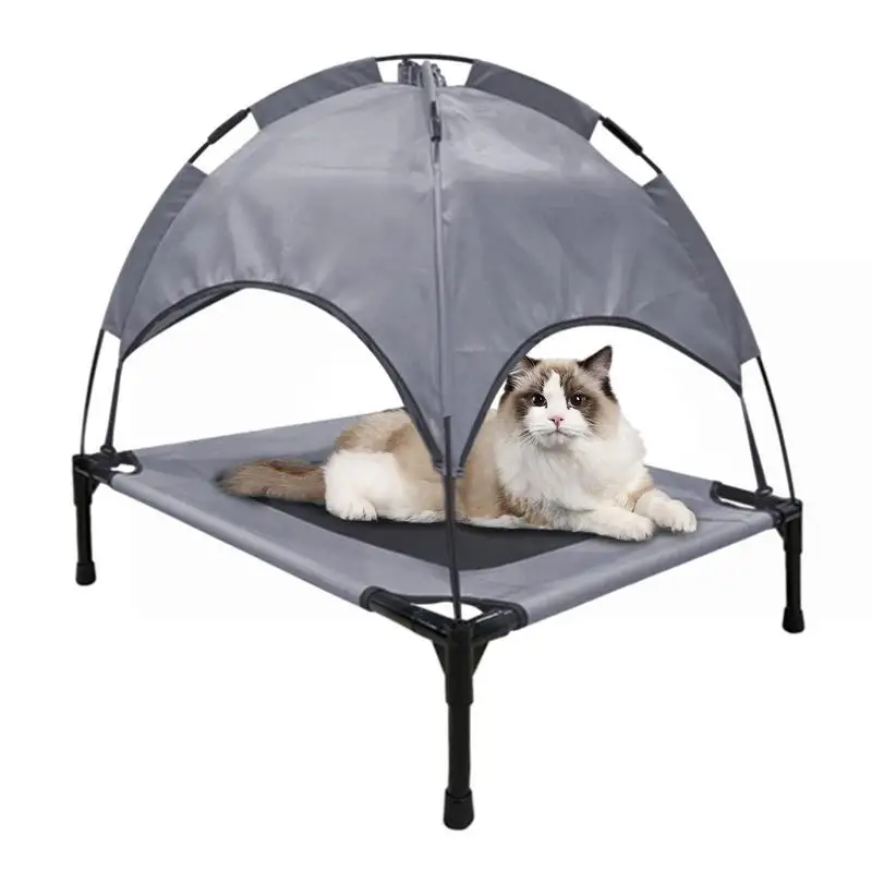 Elevated Dog Bed With Canopy Raised Removable Dog Cot With Shade Portable Anti-Slip Canopy Shade Tent Heavy Duty Outdoor Beach