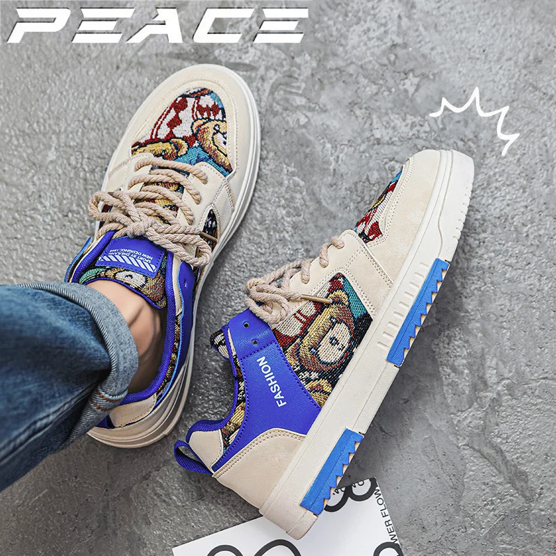 Новые осенние мужские модные кроссовки на толстой подошве дышащая кожаная обувь