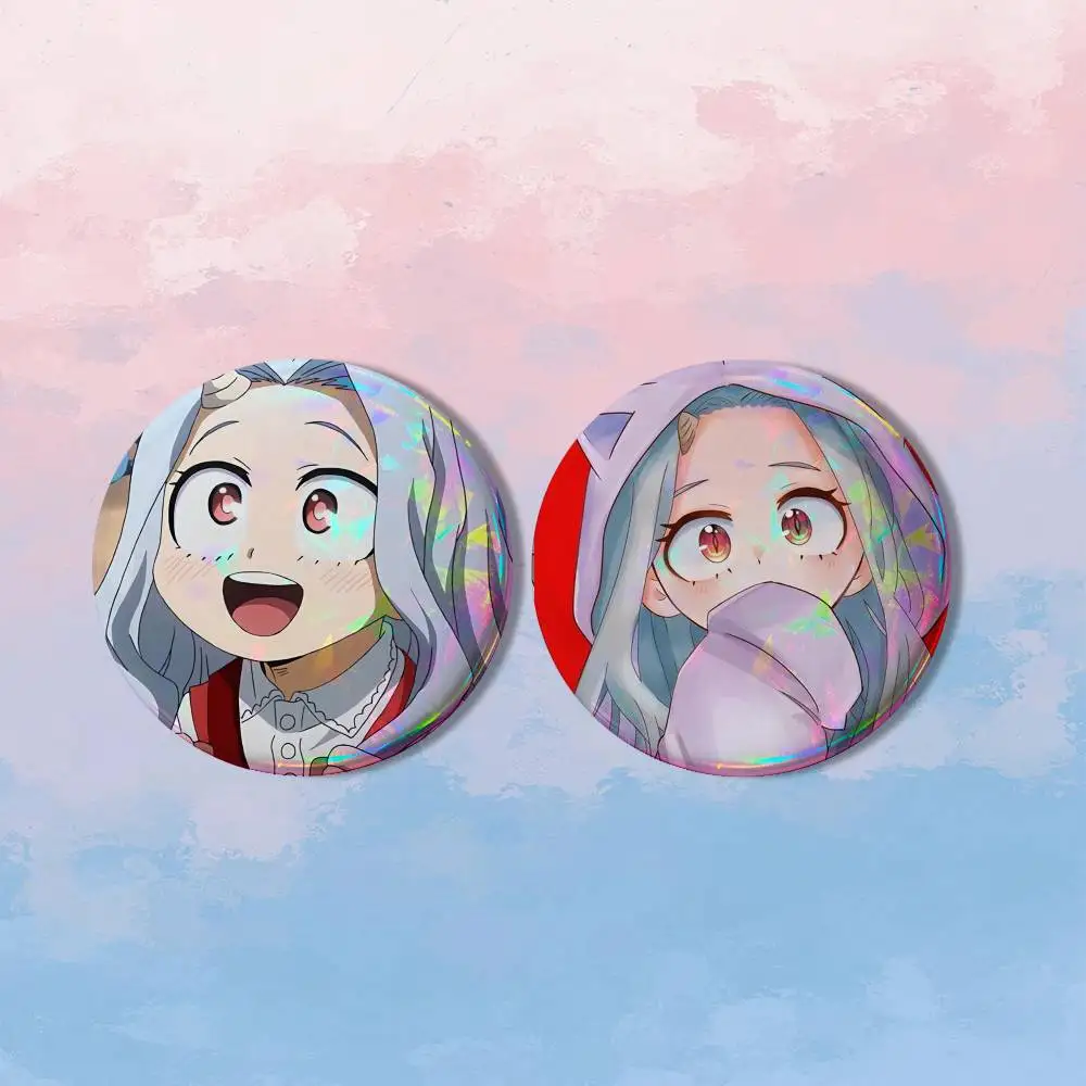 Фото Набор из 2 значков M-My Hero Academia Eri Cute: круглые мультяшные броши и акриловые значки-пуговицы для рюкзаков и курток, коллекционные подарки №2
