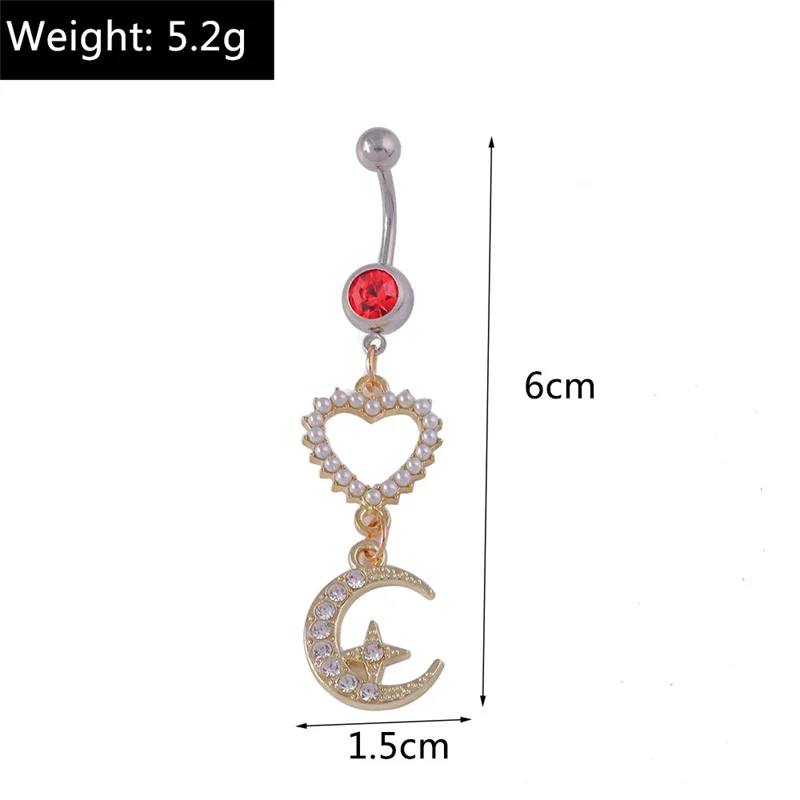 Модное кольцо для пирсинга пупка в виде Луны