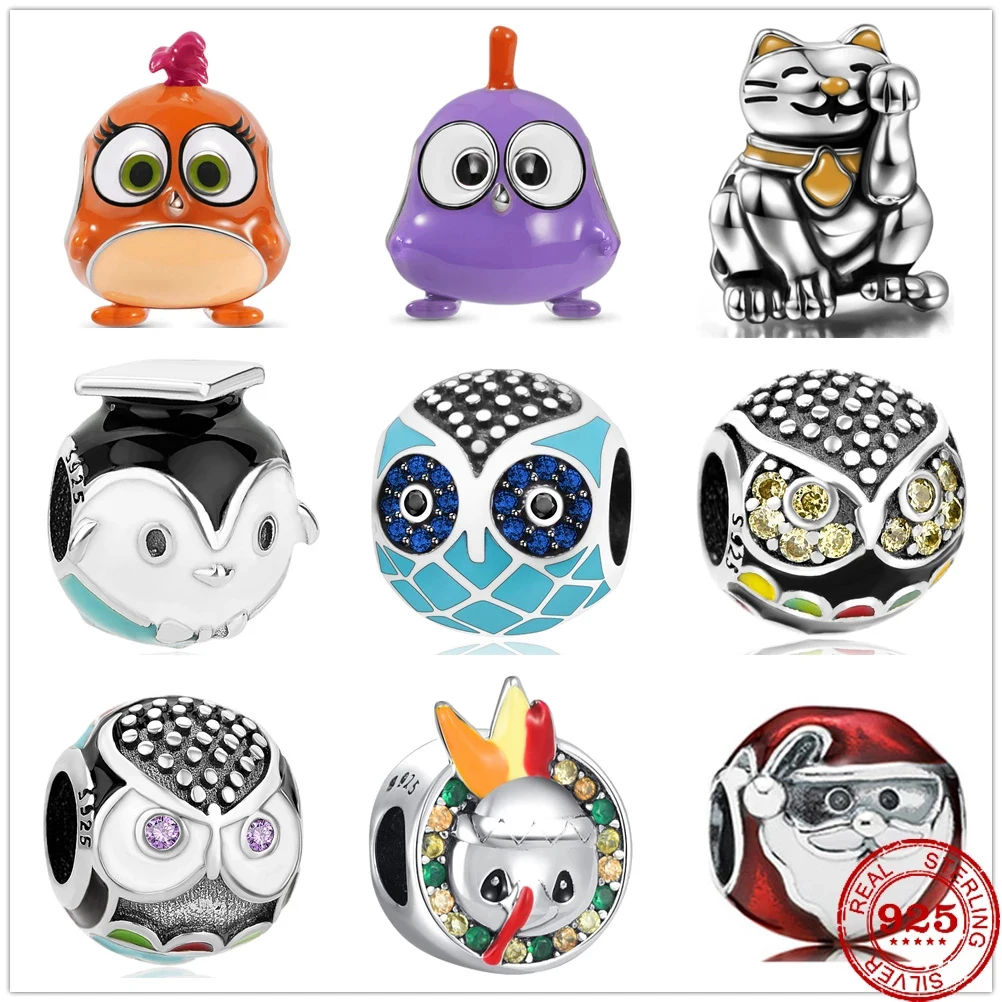 Женский кулон в виде птицы совы пингвина из серебра 925 пробы | Украшения и