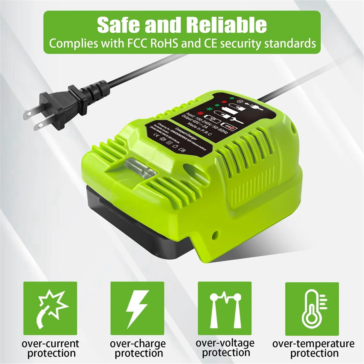 Мини-зарядное устройство Super Deals для аккумулятора Greenworks 40 В MAX 29462 29472 и других