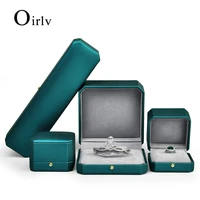 new pu leather green jewelry box ring box bracelet box necklace box octagonal cut edge design retro high end exquisite